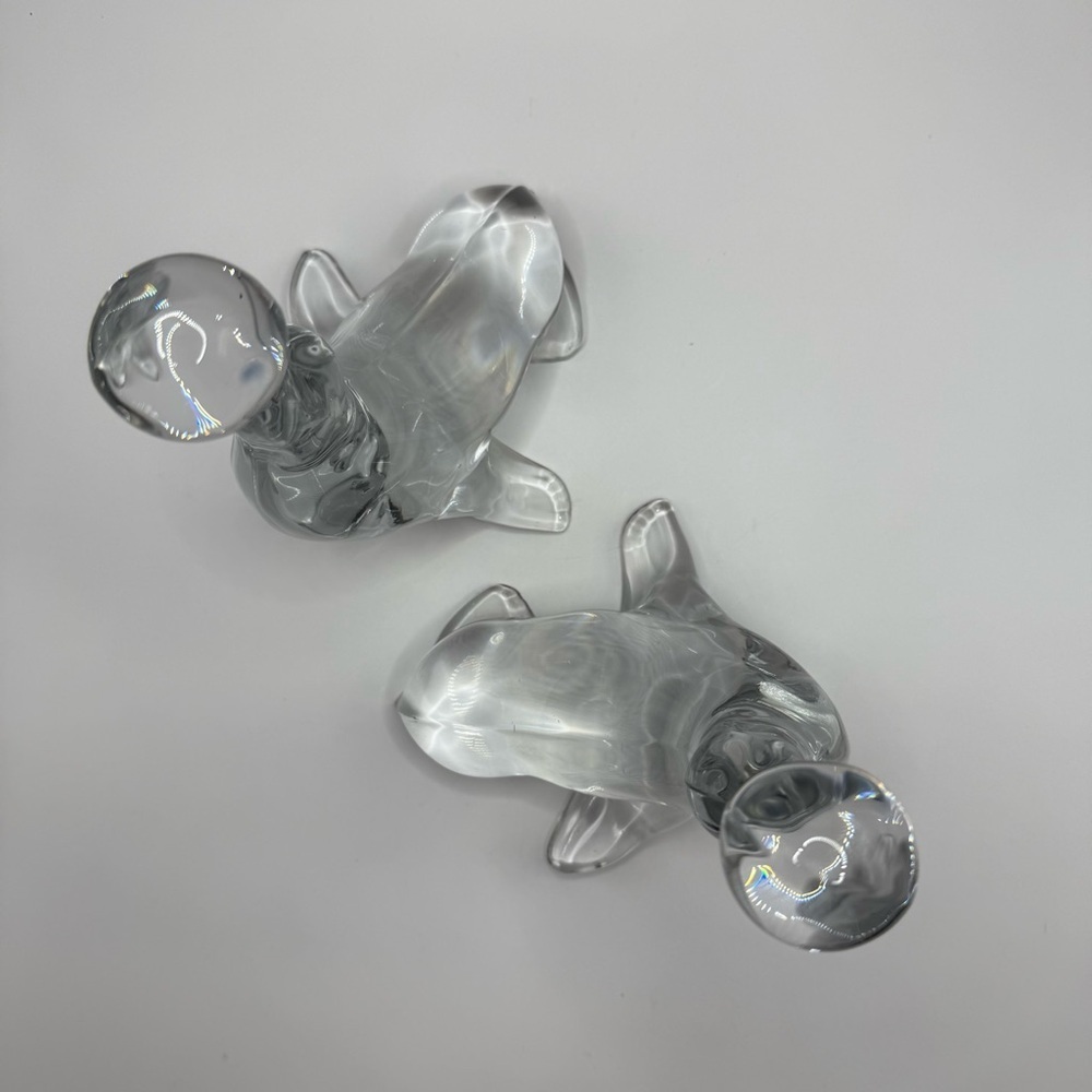 Set Of 2 Vintage Martinsville Heavy Glass Bookends Figurines Seal Balancing Ball - Picture 5 of 8